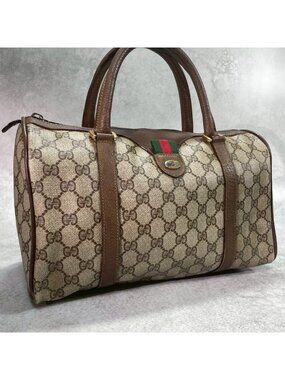 Gucci GG Sherry Line Boston Bag Brown Leather